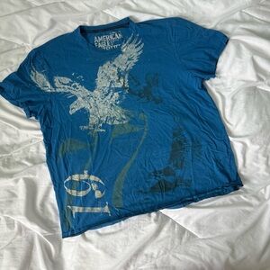 vintage y2k 2000s american eagle outfitters blue t-shirt large